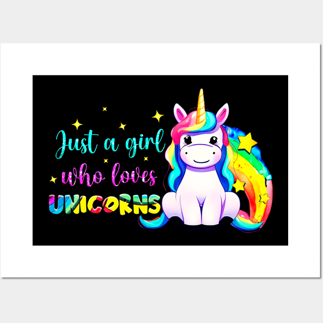 Just A Girl Who Loves Unicorns Wall Art by KayBee Gift Shop